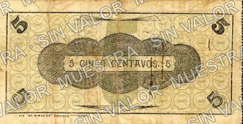 5 centavos, Maximiano Ortiz (M4006), reverso
