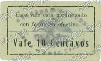 5 centavos, Municipalid de Chietla (M3538), M3538 5c Municipalid de Chietla, reverso
