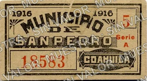 5 centavos, Municipio de San Pedro (M1093), anverso