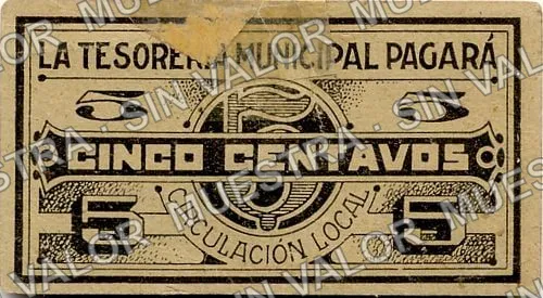 5 centavos, Municipio de San Pedro (M1093), reverso