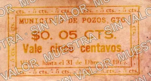 5 centavos, Pozos (M1710), anverso