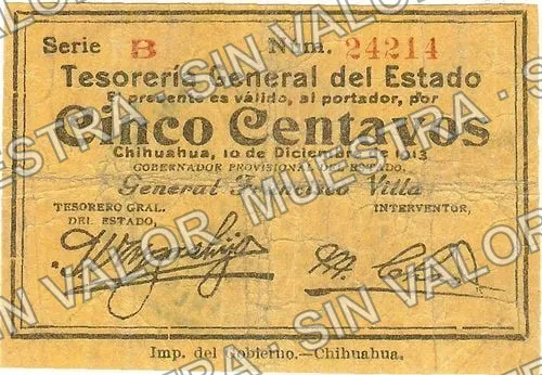 5 centavos, sábanas, Series A, large number (M900), anverso (M900 5c sábanas, Series B, small number)