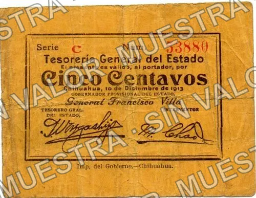 5 centavos, sábanas, Series A, large number (M900), M900 5c sábanas, Series A, large number, anverso