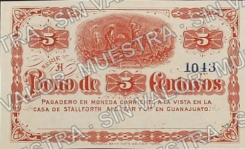 5 centavos, Stallforth, Alcazar (M719), anverso (M719r 5c Stallforth, Alcazar remainder)