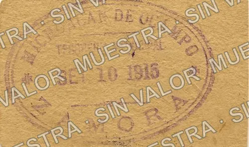 5 centavos, Tesorería del Municipio small '5' (M2943), M2943b 5c Tesorería del Municipio large '5', reverso