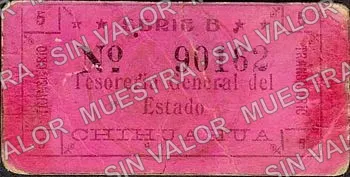 5 centavos, Tesorería General del Estado, series B (M941), anverso (M941f 5c Tesorería General del Estado, series B)