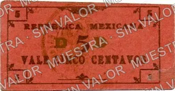 5 centavos, Tesorería General del Estado, series B (M941), reverso (M941f 5c Tesorería General del Estado, series B)