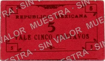 5 centavos, Tesorería General del Estado, series B (M941), reverso (M941g 5c Tesorería General del Estado, series B)