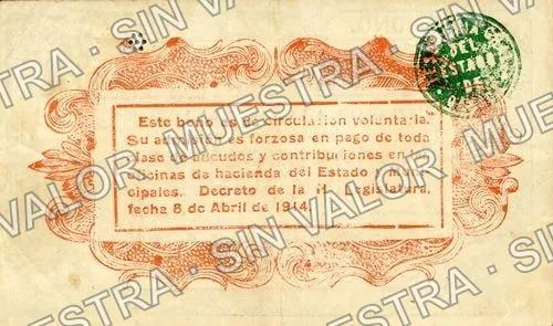 5 centavos, Tesorería General (M3371), reverso