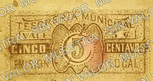 5 centavos, Tesorería Municipal (M800), reverso