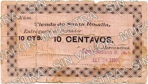 5 centavos, Tienda de Santa Rosalia (M753), anverso