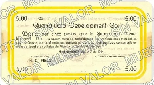 5 pesos, .5 $5 Guanajuato Development Company (M1767), anverso