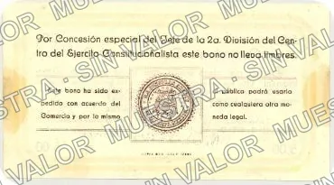 5 pesos, .5 $5 Guanajuato Development Company (M1767), reverso