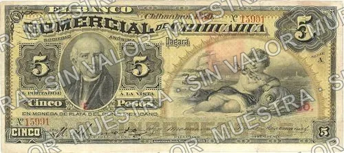5 pesos, Banco Comercial de Chihuahua (M83), anverso