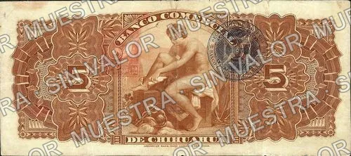 5 pesos, Banco Comercial de Chihuahua (M83), reverso