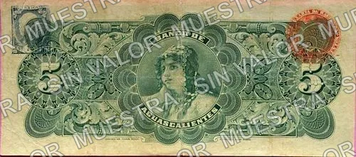 5 pesos, Banco de Aguascalientes (M51), reverso