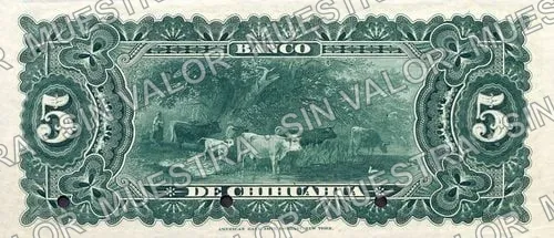 5 pesos, Banco de Chihuahua (M76), reverso