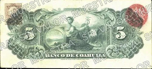 5 pesos, Banco de Coahuila (M167), reverso