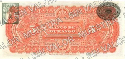5 pesos, Banco de Durango (M332), reverso
