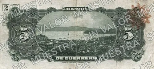 5 pesos, Banco de Guerrero (M361), reverso