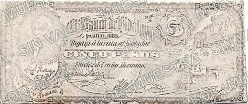 5 pesos, Banco de Hidalgo del Parral (M105), anverso