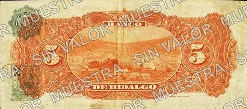 5 pesos, Banco de Hidalgo (M369), reverso