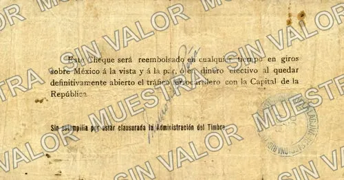5 pesos, Banco de la Laguna (M1005), M1005 $5 Banco de la Laguna, reverso