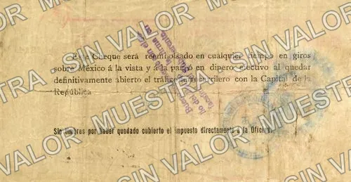 5 pesos, Banco de la Laguna (M1012), reverso (M1012b $5 Banco de la Laguna)