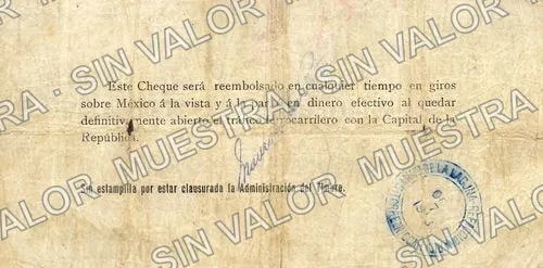 5 pesos, Banco de la Laguna (M1043), reverso