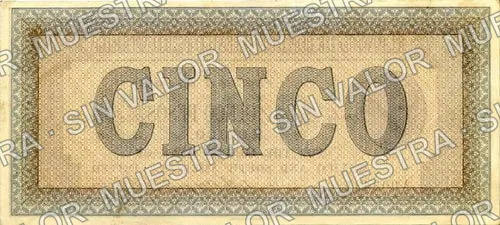 5 pesos, Banco de Londres, México y Sud América (M242), reverso