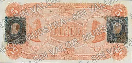 5 pesos, Banco de Londres y Sud América (M247), M247a $5 Banco de Londres y Sud América specimen, reverso