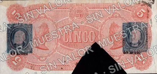 5 pesos, Banco de Londres y Sud América (M247), M247s $5 Banco de Londres y Sud América specimen, reverso