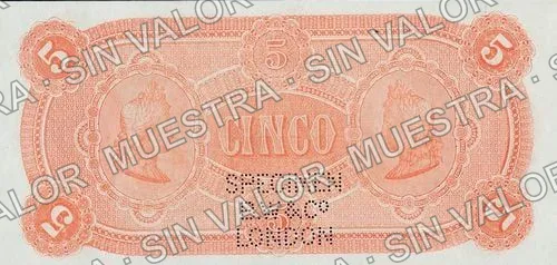 5 pesos, Banco de Londres y Sud América (M247), M247s $5 Banco de Londres y Sud América specimen, reverso