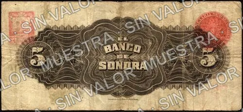 5 pesos, Banco de Sonora (M5507), reverso
