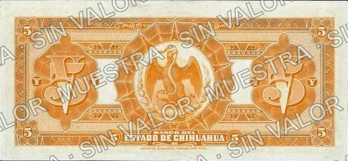 5 pesos, Banco del Estado de Chihuahua (M95), reverso