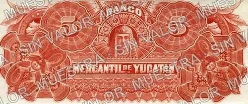 5 pesos, Banco Mercantil de Yucatán (M540), reverso