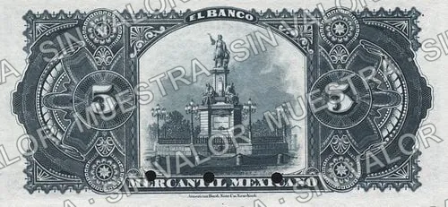 5 pesos, Banco Mercantil Mexicano (M283), anverso