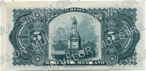 5 pesos, Banco Mercantil Mexicano (M283), reverso