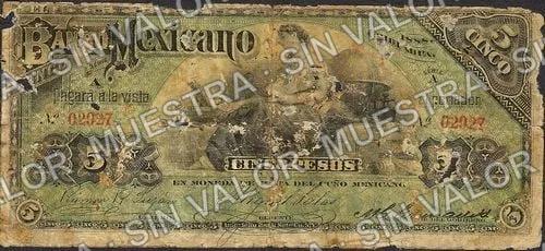 5 pesos, Banco Mexicano (M122), anverso