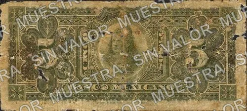 5 pesos, Banco Mexicano (M122), reverso