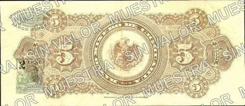 5 pesos, Banco Minero de Chihuahua (M154), reverso