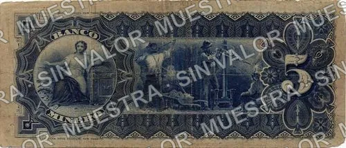 5 pesos, Banco Minero (M131), reverso