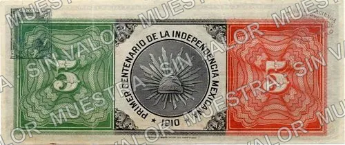5 pesos, Banco Minero (M132), reverso