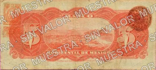 5 pesos, Banco Occidental de México (M495), reverso