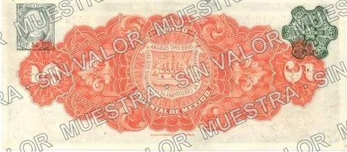 5 pesos, Banco Oriental de México (M460), M460c $5 Banco Oriental de México, reverso