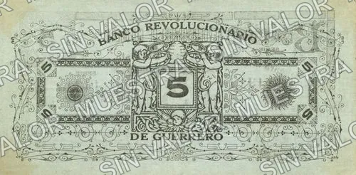 5 pesos, Banco Revolucionario de Guerrero (M1851), M1851a $5 Banco Revolucionario de Guerrero, reverso