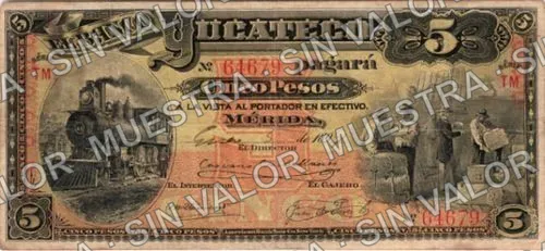 5 pesos, Banco Yucateco (M564), anverso