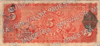 5 pesos, Banco Yucateco (M564), reverso