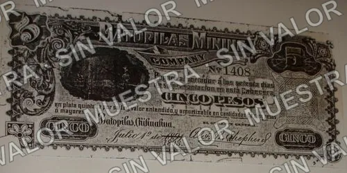 5 pesos, Batopilas Mining Company (M622), anverso