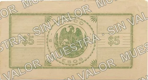 5 pesos, Cuerpo de E. del Noroeste (M3331), reverso